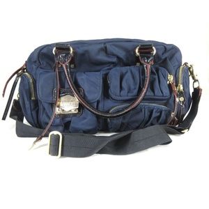 MZ WALLACE Navy Blue Nylon Top Zip Crossbody Purse